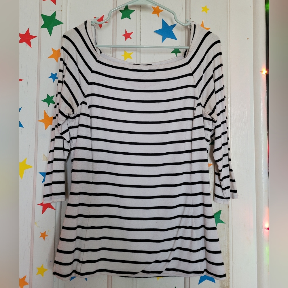 Black And White Striped Off Shoulder Top
